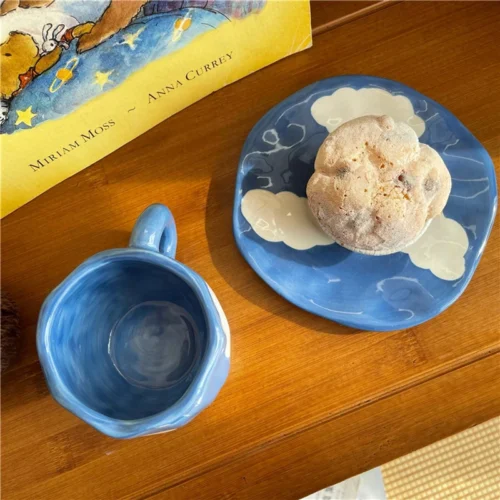Hand-Painted Cloud Coffee Mug Set