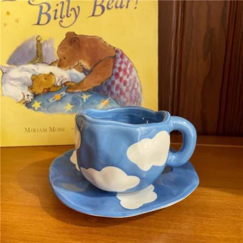 Hand-Painted Cloud Coffee Mug Set